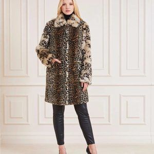 NWT MARCIANO GUESS - WOMENS LEOPARD FAUX FUR COAT